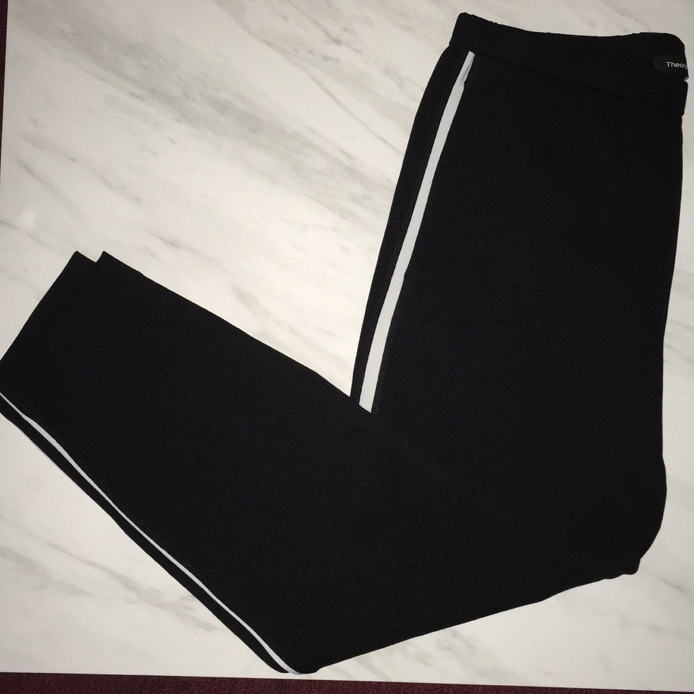 Theory New M Joggers Black w/ White Stripe Waffle